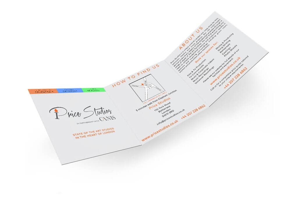 mockup of small trifold brochure